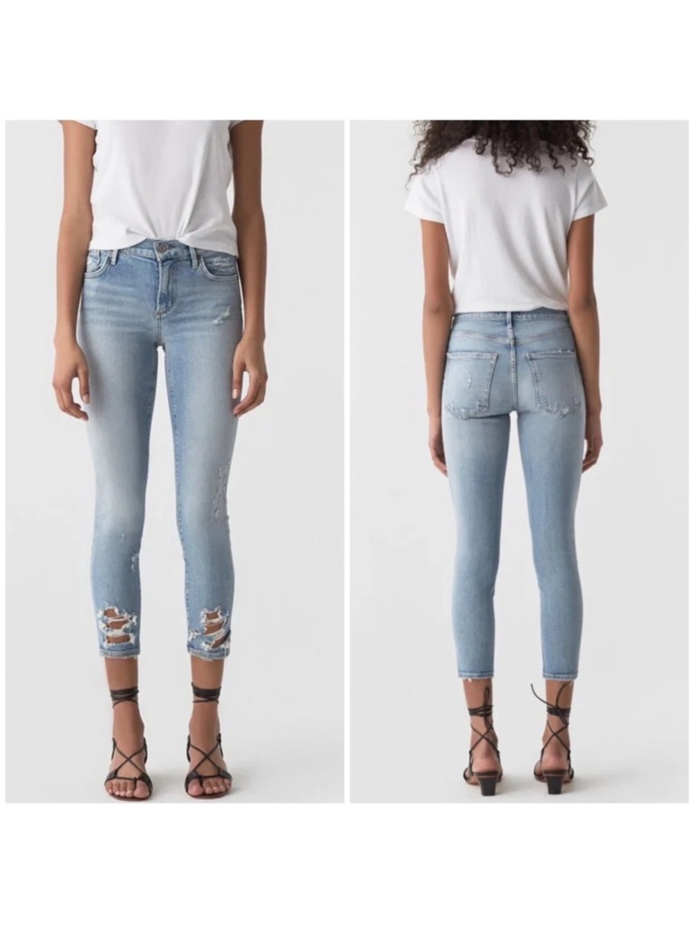 AGOLDE Sophie Crop Chewed Hem High Waist Jeans Womens Stretch
